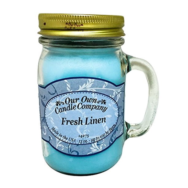 13oz FRESH LINEN Scented Jar Candle (Our Own Candle Company Brand