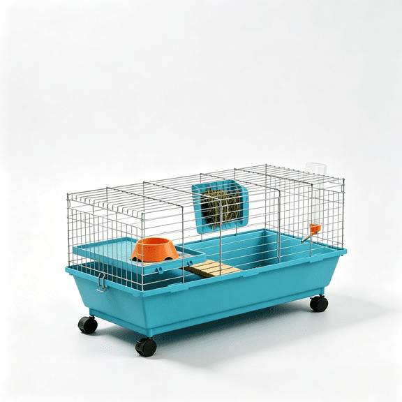 2-Tier Rolling Pet Cage for Small Animals, Indoor Home Habitat with Ramp and Tray, Black Metal Ferret Hutch for Play and Rest