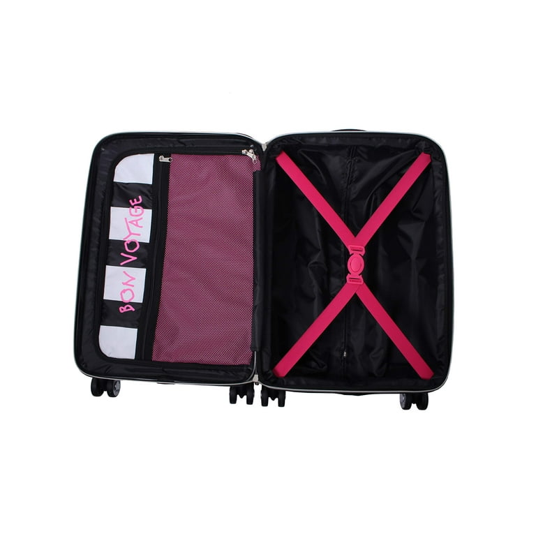 Betsey Johnson 30” Girls Print Checked Luggage Set, Multicolor