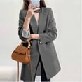 thumbnail image 5 of Lovzfmll Veste Décontractée pour Femmes, Col Rabattu, Manches Longues, Manteau Uni Gris, TP, 5 of 5