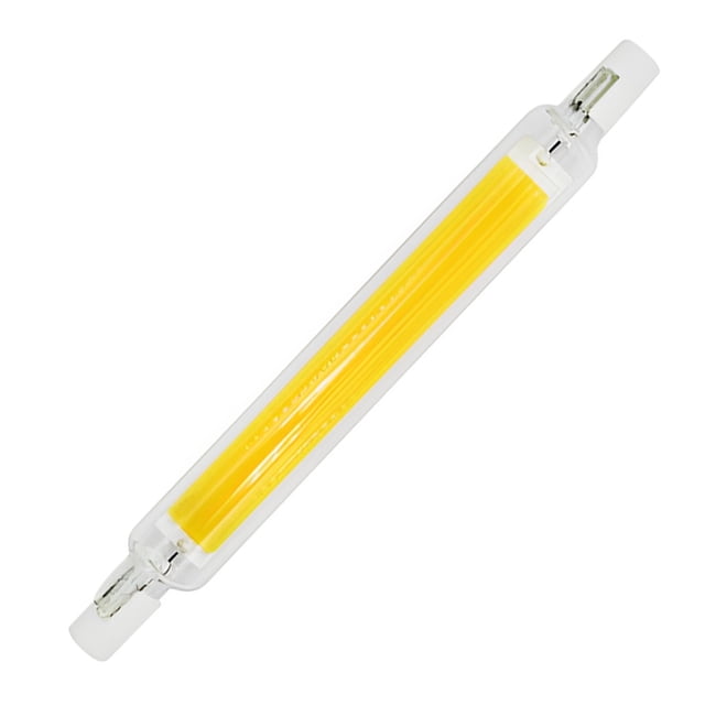 Lámpara LED R7S de cristal COB de doble extremo con enchufe horizontal de 78 mm y 118 mm