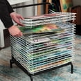 thumbnail image 3 of Creative Mark Stack N Dry Floor Art Drying Rack, Mobile Art Rack Stand on Wheels with 20 Coated Metal Spring-Loaded Shelves, For Watercolor, Prints, Paper and Canvas Storage, 3 of 7
