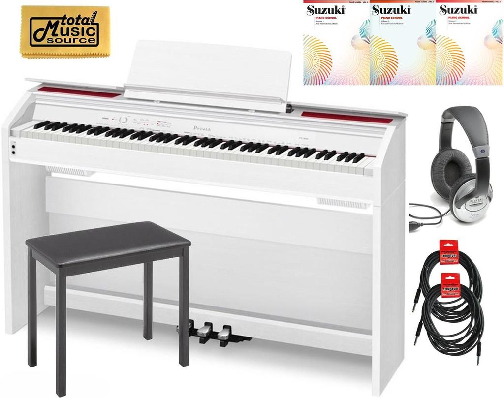 Casio Privia PX860 88Key Digital Piano Pro Bundle White, PX860WE