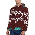 thumbnail image 3 of Uemuo Happy Thanksgiving Pattern Men's Hoodie - Casual Pullover Hoodie with Kangaroo Pocket, Stylish Hooded Sweatshirt for Everyday Wear-Small, 3 of 7