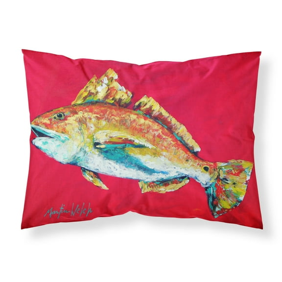 Carolines Treasures MW1103PILLOWCASE Fish - Red Fish Woo Hoo Fabric Standard Pillowcase Standard multicolor