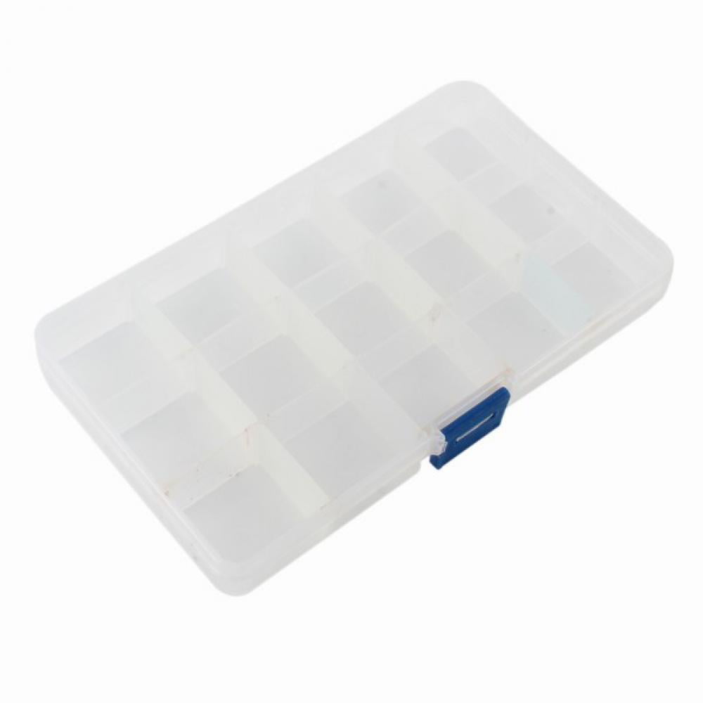 Plastic 56 Slots Adjustable Jewelry Storage Box Case Craft Organizer Bead Clear 