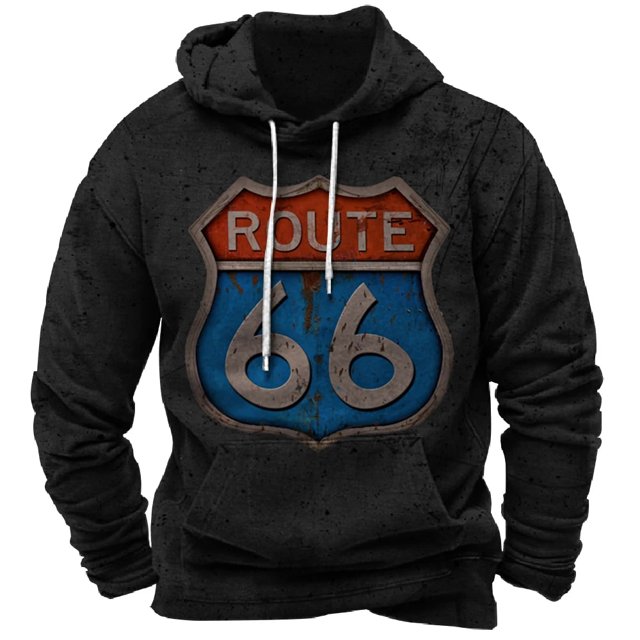 Sudadera con capucha retro para hombre, nueva sudadera con capucha con estampado 3D de ROUTE 66, sudaderas casuales de gran tamaño para hombre, sudaderas de moda urbana 6XL