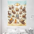 thumbnail image 3 of Ambesonne Cat Tapestry Wall Hanging, Summer Kittens Sandy Beach Fun, 60"x80", Beige Orange Pale Blue, 3 of 3
