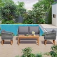 thumbnail image 3 of Harper & Bright Designs Outdoor Patio Conversation Set Wicker 4 Pieces Patio Furniture Set with Rattan Chair Loveseats Coffee Table for Garden Backyard Porch Poolside Balcony, Grey, 3 of 16