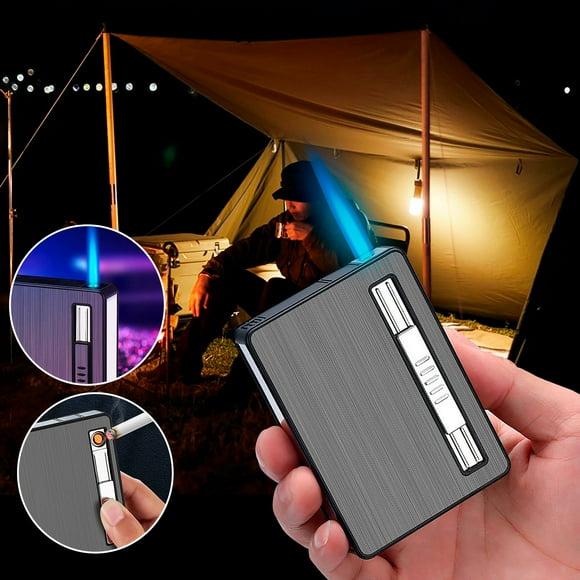Big Savings! Case With Built-in Lighter Windproof Refillable Butane Torch Lighter Automatic Ejection Case Dispenser Box Sales Today Clearance!