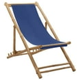 thumbnail image 1 of vidaXL Deck Chair Bamboo and Canvas Navy Blue, 1 of 5