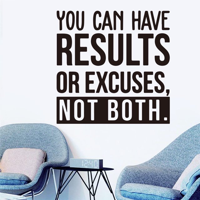 Adhesivo de pared con cita motivacional «Puedes tener resultados o excusas»