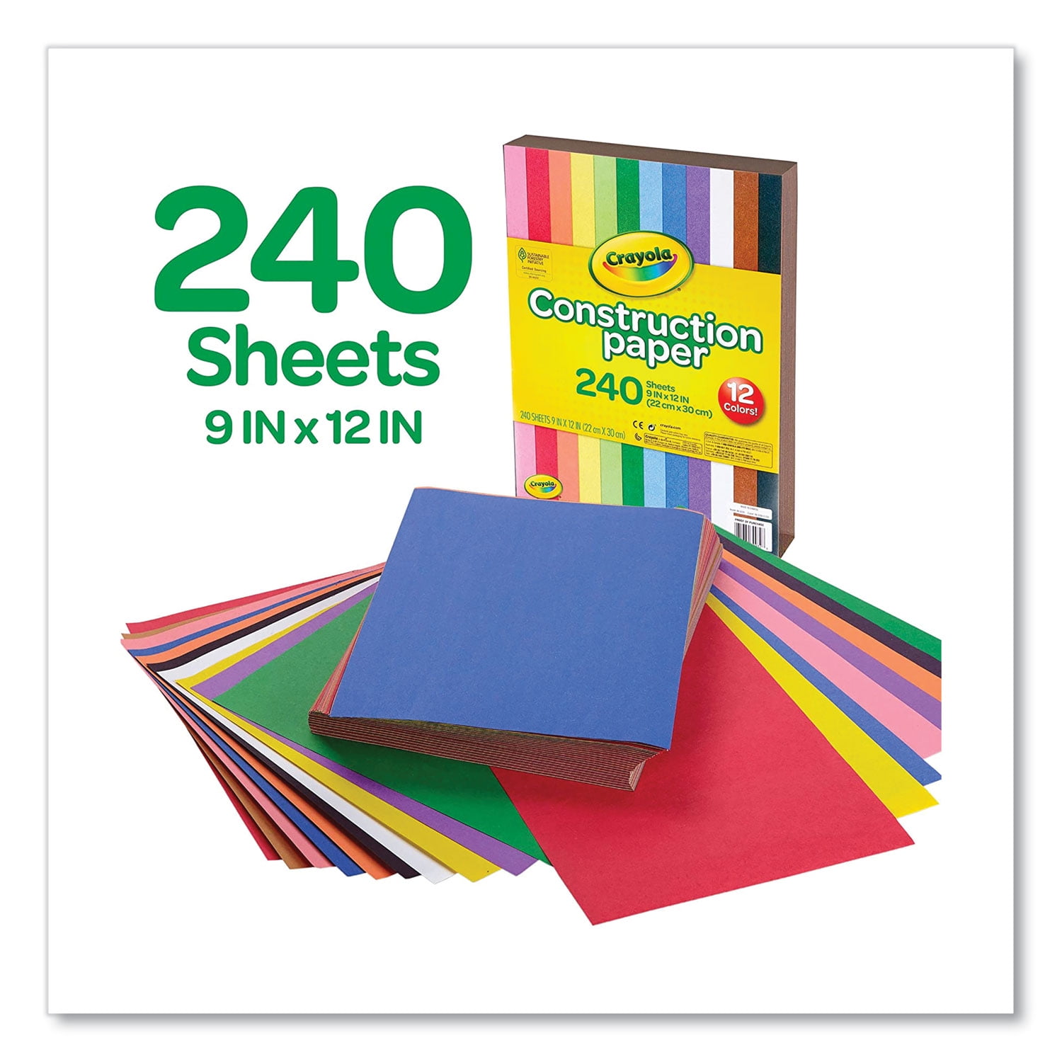 Construction Paper, 9 x 12, Assorted Colors, 240 Sheets/Pack | Bundle of 2 Each