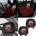 thumbnail image 2 of FKELYI 16 Pcs Auto Interior Set Car Seat Covers with Steering Cover Seat Belt Pads Armrest Pad Coasters Vintage Lily Floral Skull Print Headrest Protector Handbrake Covers Gear Shift Knob Sleeve, 2 of 6
