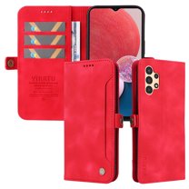 Dteck for Samsung Galaxy A13 5G Wallet Case with RFID Blocking Credit Card Holder, Flip Folio Book PU Leather Phone Shockproof Cover Women Men, Red