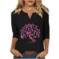 thumbnail image 2 of WXLWZYWL Womens Breast Cancer Awareness Shirts Pink Ribbon Print T Shirts Short Sleeve Tees Loose V-Neck Top Fall Ladies Top, 2 of 4