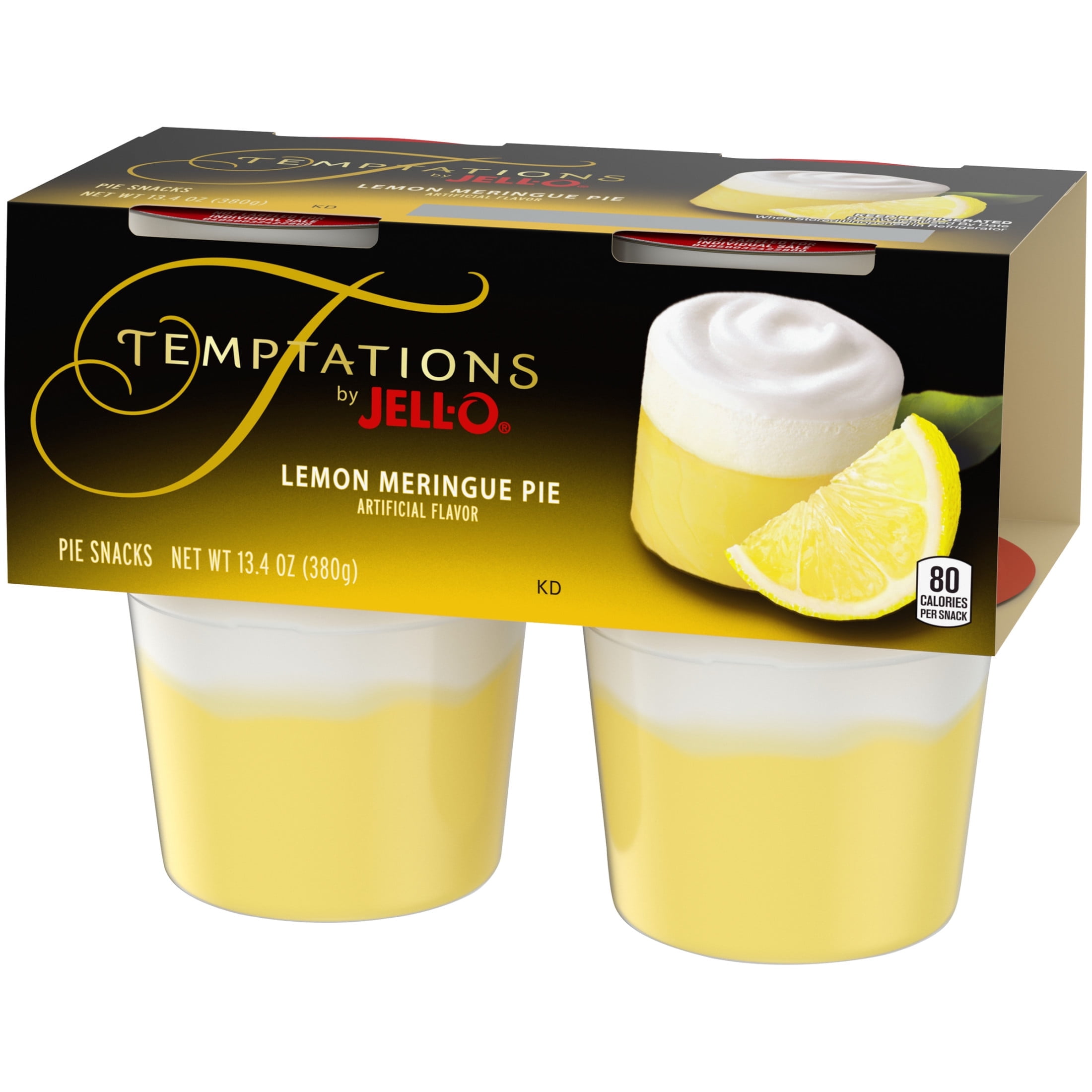 Jell-O Temptations Lemon Meringue Pie Pudding Cups Snack, 4 Ct Cups