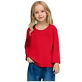 thumbnail image 6 of 3 Pack Toddler Soft Thick Crewneck Tee Tops Girls Comfort Basic Long Sleeve T-Shirt, 6 of 7