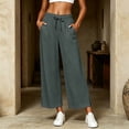 thumbnail image 3 of Hurxie Women's High Waist Pants Loose Cropped Palazzo Pants Casual Summer Beach Trouser Dark Gray,S, 3 of 8