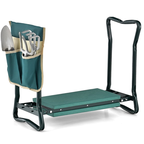 Costway Folding Sturdy Garden Kneeler Gardener Kneeling Pad & Cushion Seat Knee Pad Seat Green
