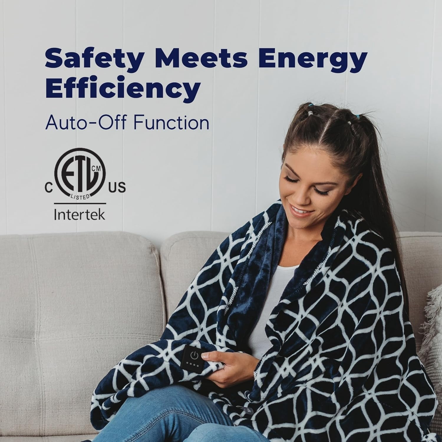 Dreamaker One-Touch Fleece Electric Heated Throw Blanket, 50x60 inches - Cozy, Machine Washable, with 4 Adjustable Heat Settings & Built-in Remote - Ultimate Comfort for Cold Nights
