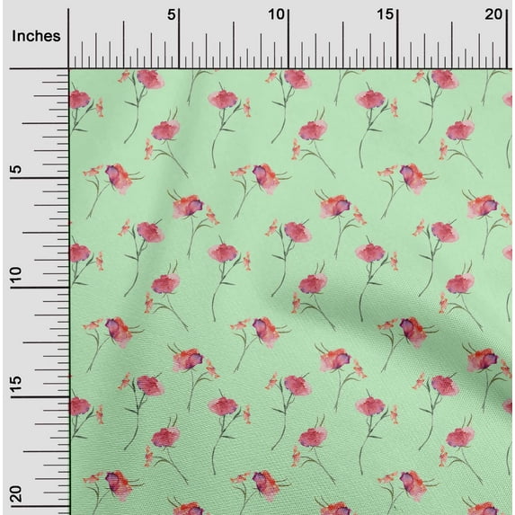 oneOone Georgette Viscose Mint Fabric Flower Watercolor Diy Clothing Quilting Fabric Print Fabric By Yard 42 Inch Wide