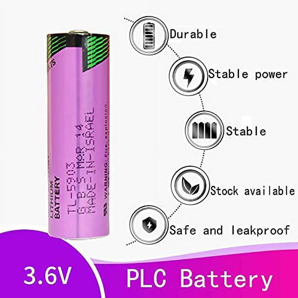 (5-Pack) 3.6V 2400mAh TL-5903 AA Lithium Battery for Tadiran TL-5903 SL-360 S7-400 ER14500 ER14505 TL-2100 6ES7971-0BA00, for Siemens S7-400 PLC Machine, CNC Machine