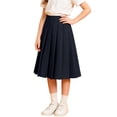 thumbnail image 2 of hengsof Girls Elastic Waist Solid Casual Pleated Long Skirt, Summer Back to School Fashion Uniform Skirt for 3-17 Years, 2 of 8