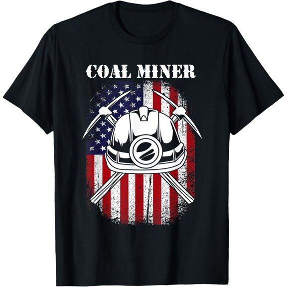 men and women can wear,America USA American Flag Patriot Coal Miner T-Shirt