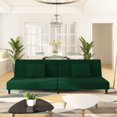 thumbnail image 1 of vidaXL 2-Seater Sofa Bed with Two Pillows Dark Green Velvet, 1 of 5