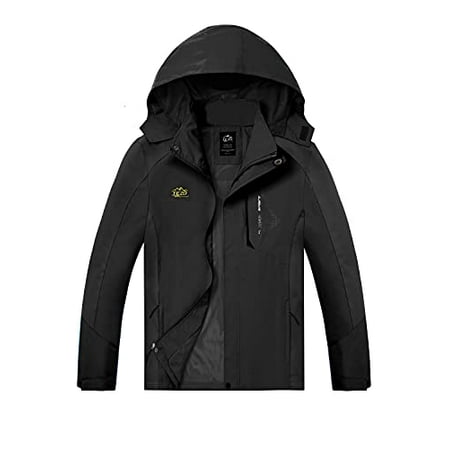 TEZO Mens Rain Jacket Waterproof with Hooded Hiking Coat Lightweight ...
