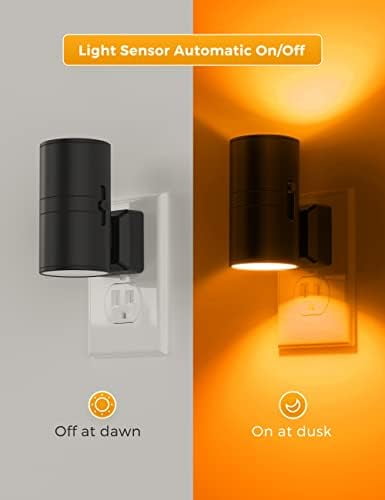 Night Light, Amber Nightlight, Dimmable Night Light, Light Sensor, Yellow Nightlight, 0-100LM, Sleep Light for Kids, Soft & Warm Light for Bedroom, Bathroom, 2 Pack