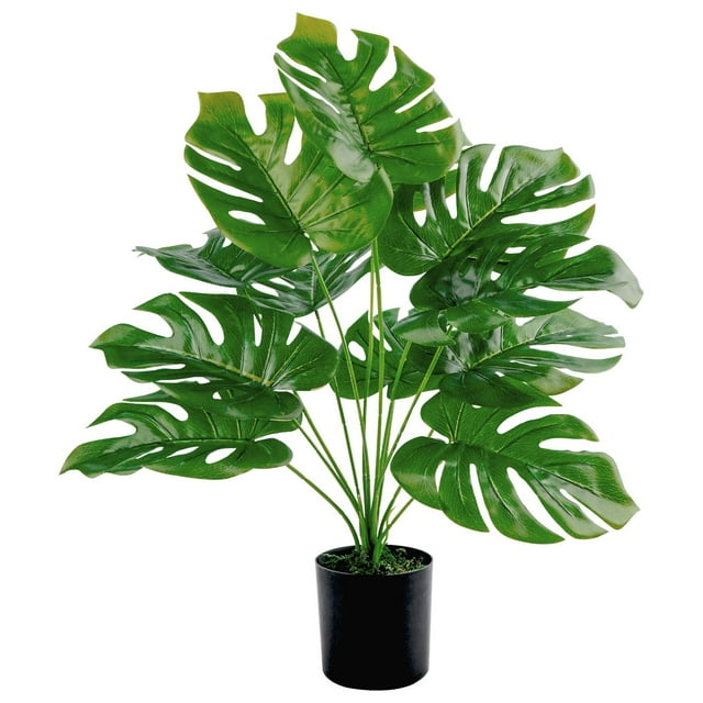 Palmera artificial grande de 19 pulgadas con plantas falsas en maceta para decoración interior y exterior de la oficina en el hogar