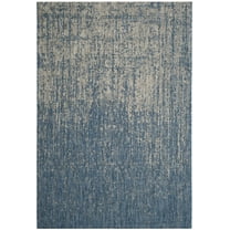 SAFAVIEH Courtyard Orpa Abstract Indoor/Outdoor Area Rug, Navy/Grey, 5'3" x 7'7"