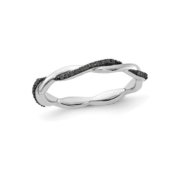 1/6 Carat (Ctw) Black Diamond Twist Ring Band in Sterling Silver