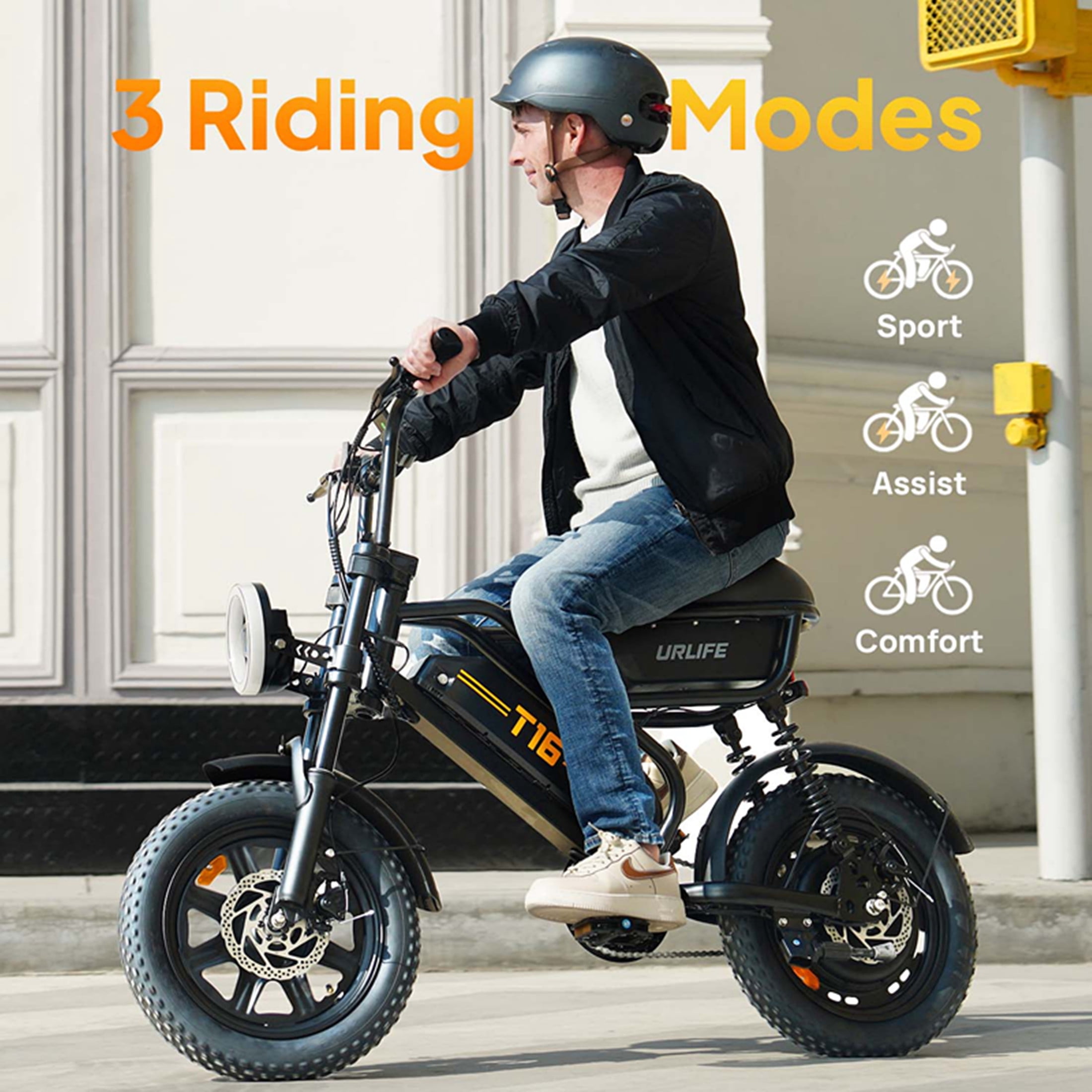 URLIFE 16"*3.0 Fat Tire Electric Bike for Adult, 1000W Peak Motor, 48V 13Hh Removable Battery, Up to 28MPH 80Miles Range, Electric Dirt/Mountain Bike-UL2849