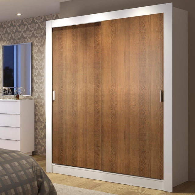 Ropero Closet Madesa Dallas Plus 2 Puertas Corredizas 4 Cajones Blanco/Marrón