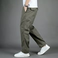 thumbnail image 4 of NECHOLOGY Men Pants Mens Fashion Casual Loose Cotton Plus Size Pocket Lace Up Elastic Waist Pants Track Pants Short Army Green X-Large, 4 of 5