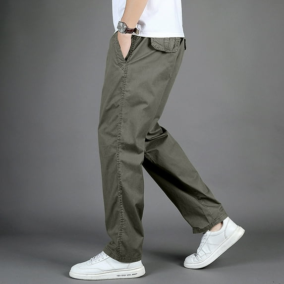 adviicd Men Pants Casual Men Cargo Shorts Men's Comfort Stretch Classic Fit Flat Front Cargo Pant Army Green 4XL