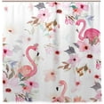 thumbnail image 2 of Pretty Flamingo Flowers Bath Shower Curtain Liners - 72x72in - 100% Polyester - Waterproof Bath Curtain with C-Shaped Hooks for Bathroom Decoration 1 Panel, 2 of 5
