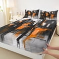 thumbnail image 3 of Homewish Orange Abstract Ombre Queen Sheet Sets, Aesthetic Watercolor Art Flat Sheet, Fashion Modern Stripes Queen Fitted Sheet, Ultra Soft Bedroom Decor, 4-Piece, 3 of 7