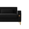 thumbnail image 5 of Luxury Velvet Sofa with Gold Accents - Modern 3-Seat Couch with Plush Cushions, Perfect for Living Room and Office Decor (Black), 5 of 10