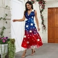 thumbnail image 4 of Women's Summer Casual Dress V-Neck Sleeveless Independence Day Print, Lightweight Long Sundress for Outdoor Activities,Red L, 4 of 5