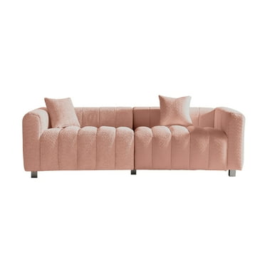 Newboti Furniture 87.4" Premium Velvet Sofa 3-Seater Loveseat, Modern Bubble Upholstered Couch with Metal Base Legs and 2 Pillows for Living Room, Bedroom. 90445