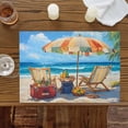 thumbnail image 3 of Watercolor Sun Umbrella Beach Chair Placemats Set of 6,Wipeable Washable Table Mats for Dining Tables, Summer Seaside Ocean Place Mats for Kitchen Event Party Tabletop Decor, 3 of 9