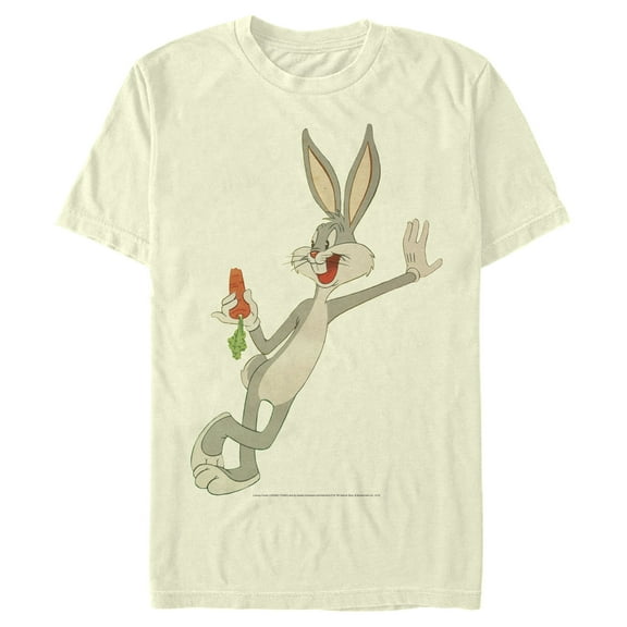 Men's Looney Tunes Bugs Kickin' Back with a Carrot Graphic Tee Beige Large