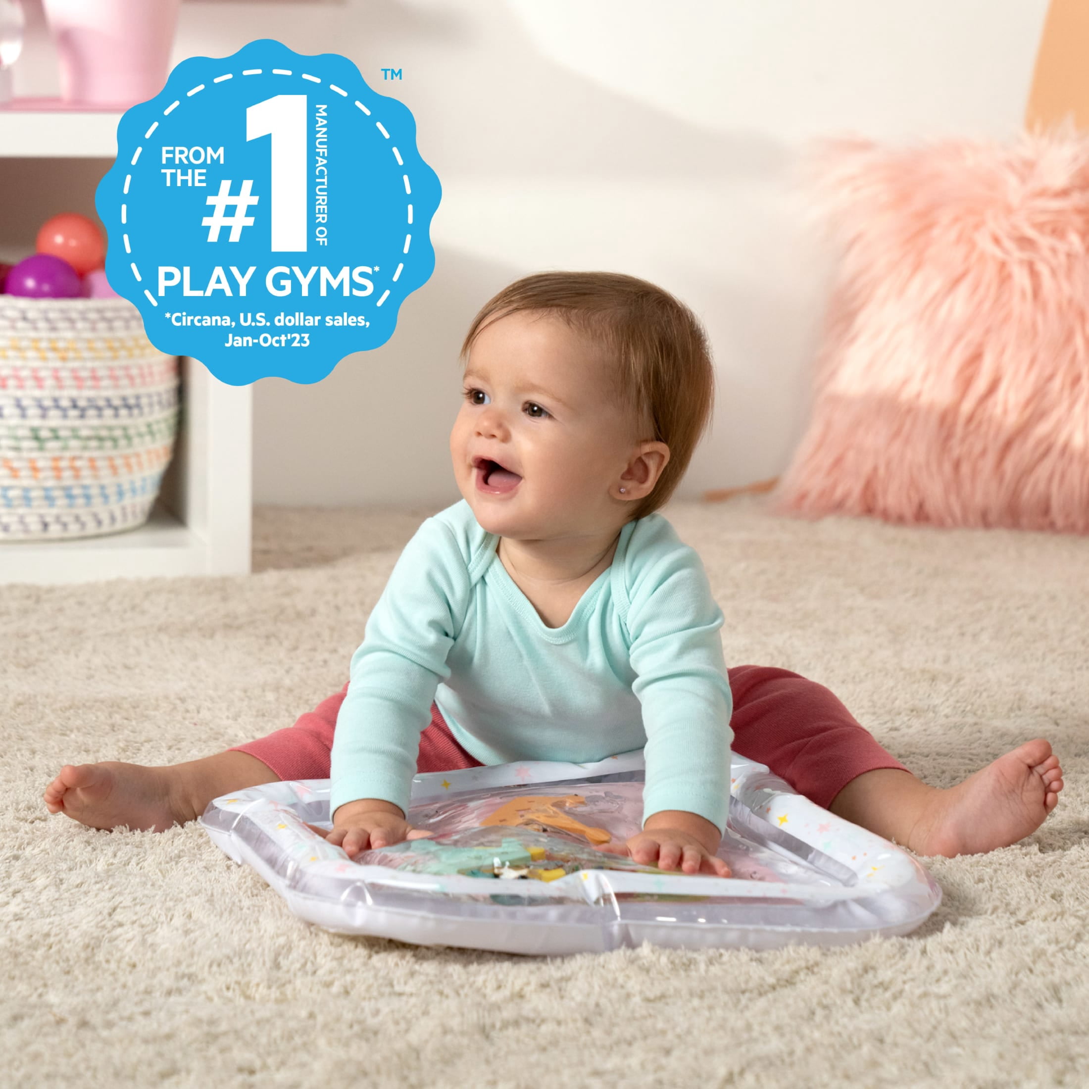 Bright Starts Disney Princess Water Mat, Baby Play Mat, Newborn