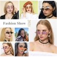 thumbnail image 5 of Gafas de sol Damas Hombre Retro Wave Gafas sin montura Vintage Fire Shape Gold Metal Rimless Glasses (Azul) oso de fresa Hogar, 5 of 5