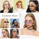 thumbnail image 5 of Gafas de sol para mujer, gafas sin montura de onda Retro para hombre, gafas sin montura de Metal dorado con forma de fuego Vintage (rosa) Sincero Electrónica, 5 of 6