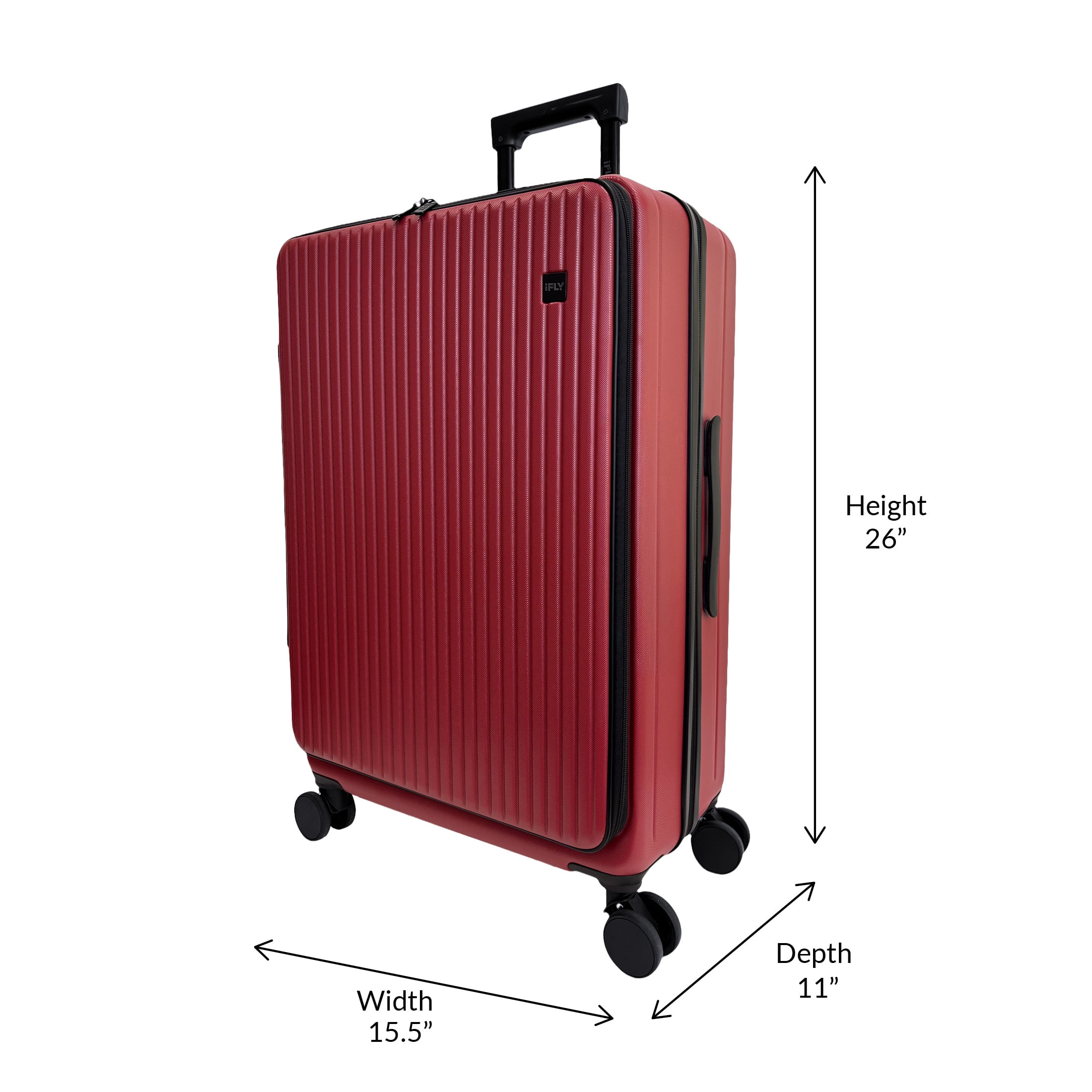 iFLY Quantum 24" Expandable Medium Checked Hardside Top-Opening Luggage, Burgundy